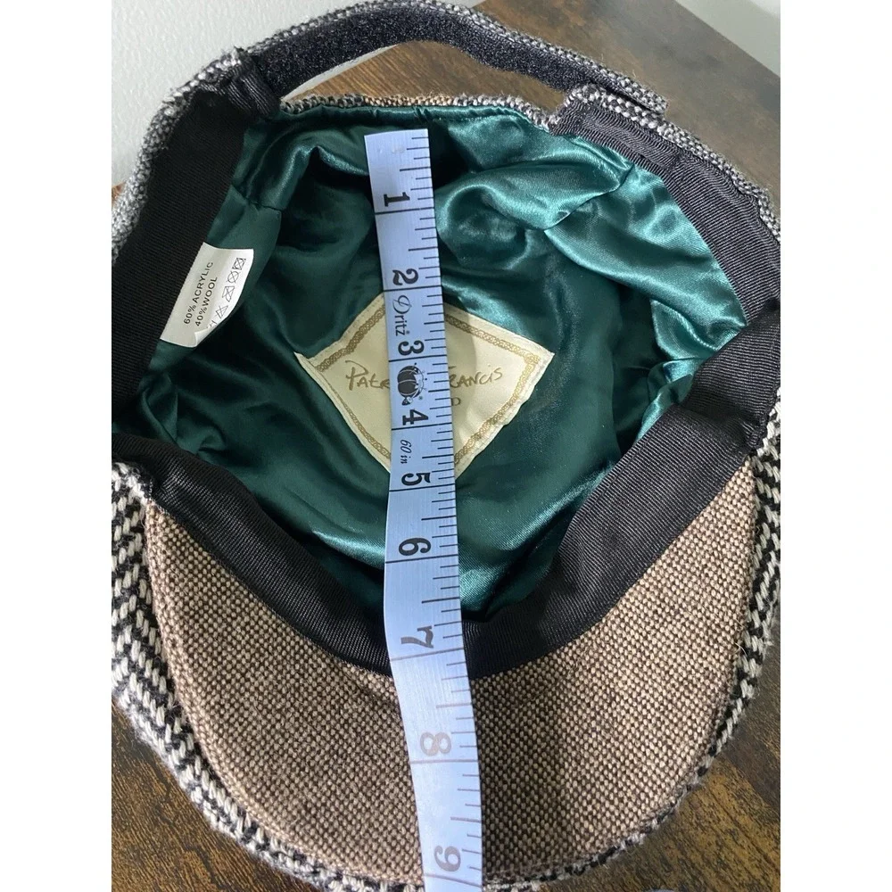 Patrick Francis Irish YOUTH L Flat Cap Tweed Patchwork Newsboy Hat Wool Blend